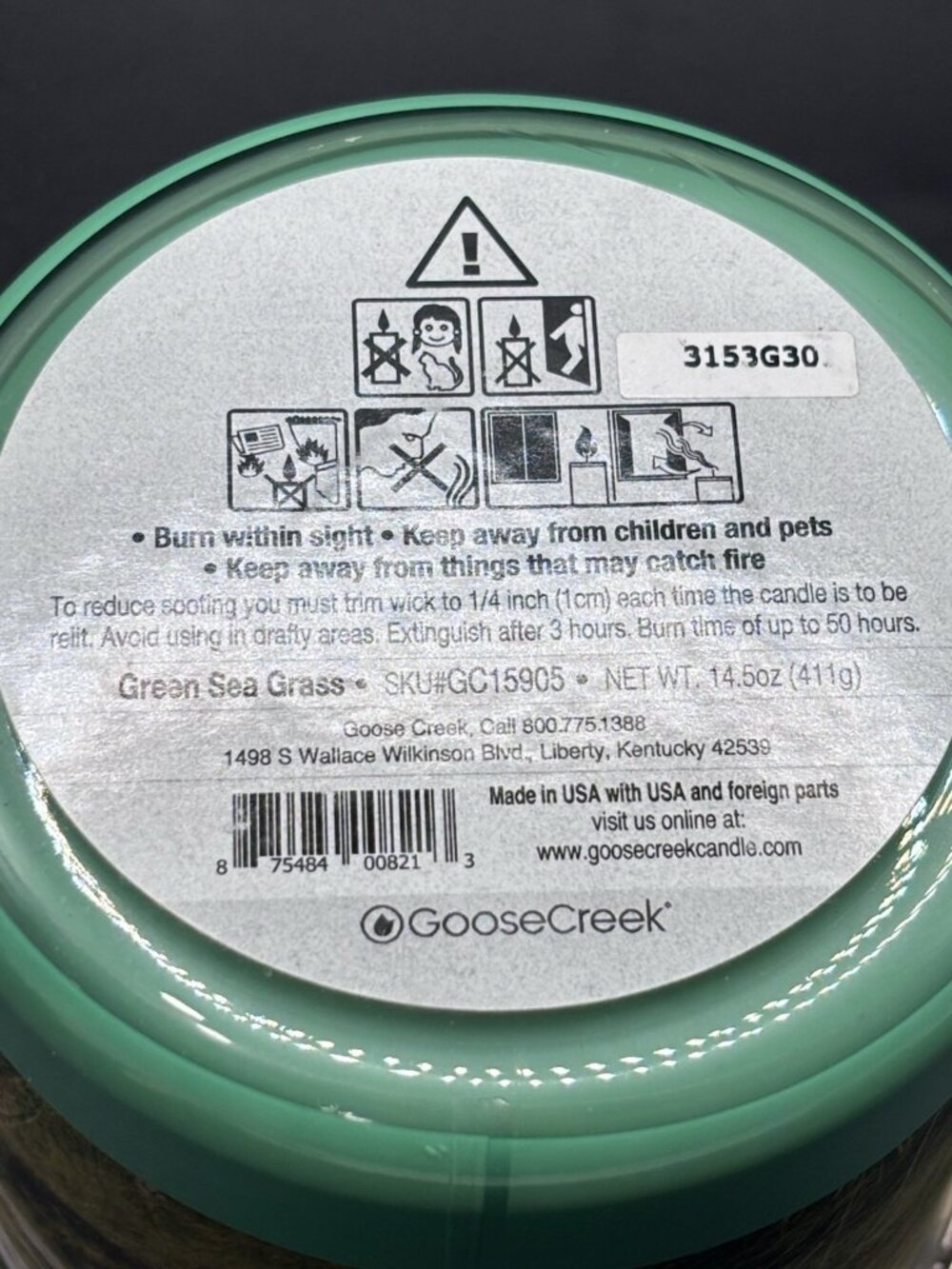 Goose Creek Green Sea Grass 3 Wick Jar Candle 14.5 oz Summer Beach Apple Pear - Picture 12 of 16